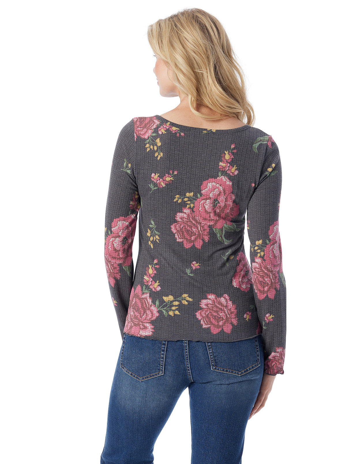 Tahani Henley Top in Sketchy Roses | Jessica Simpson Women