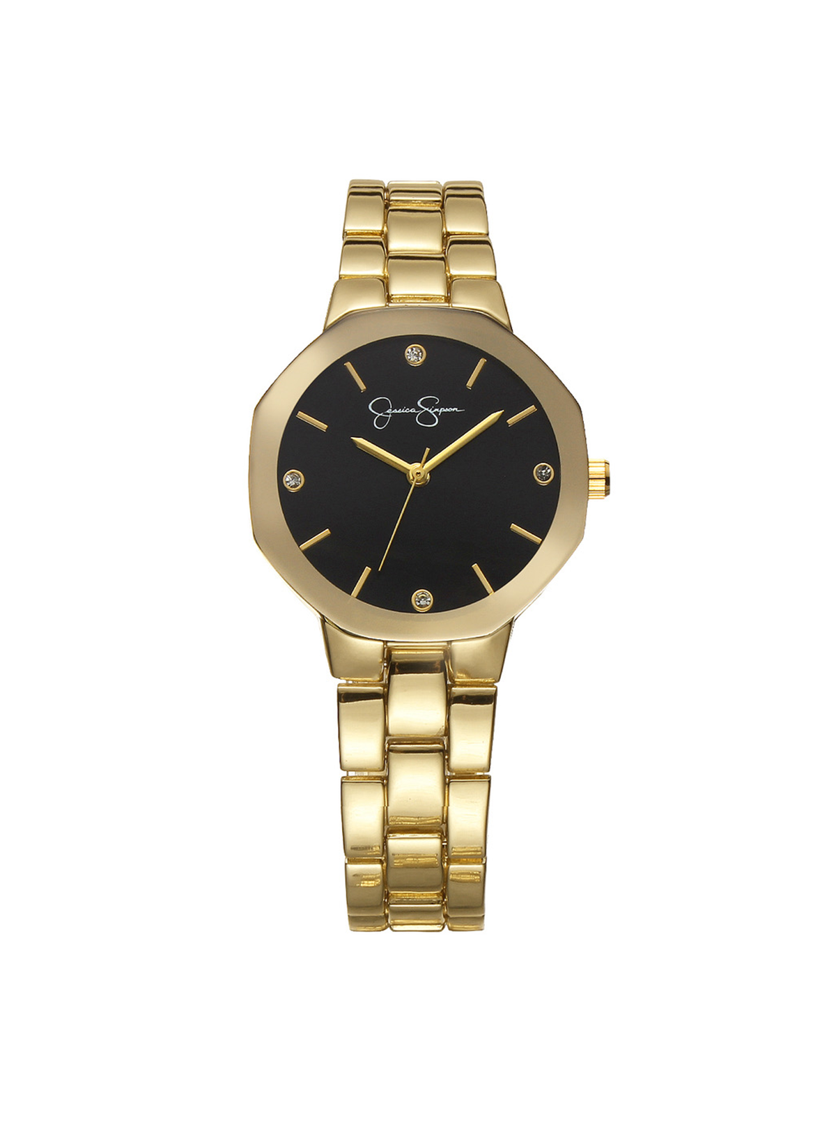 Metallized Bezel Bracelet Watch in Gold Tone | Jessica Simpson Accessories