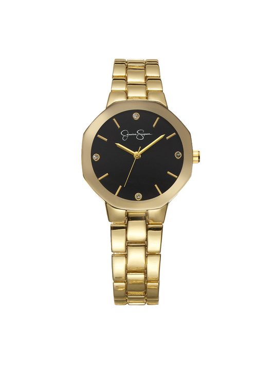 Metallized Bezel Bracelet Watch in Gold Tone | Jessica Simpson Accessories