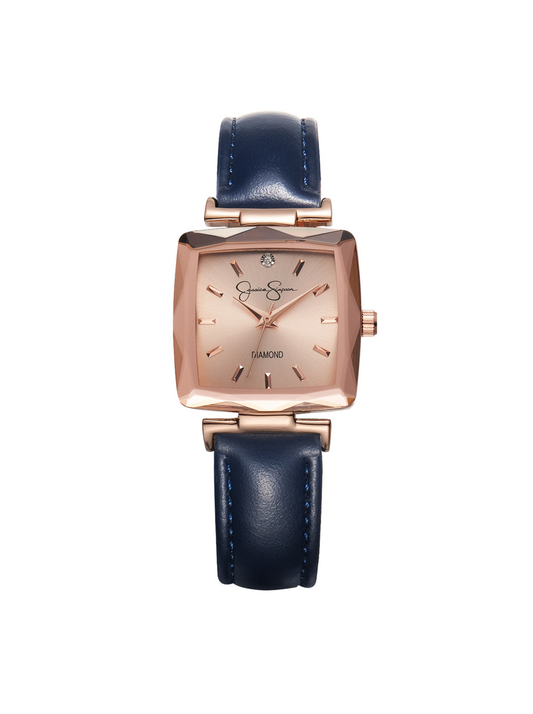 Cushion Case Strap Watch in Rose Gold Tone | Jessica Simpson Accessories