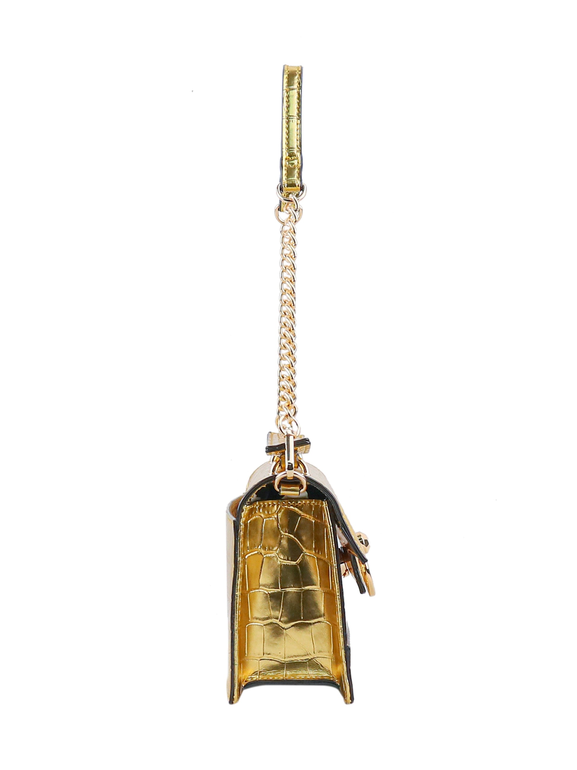 Brooke Clutch in Gold Croco | Jessica Simpson Accessories