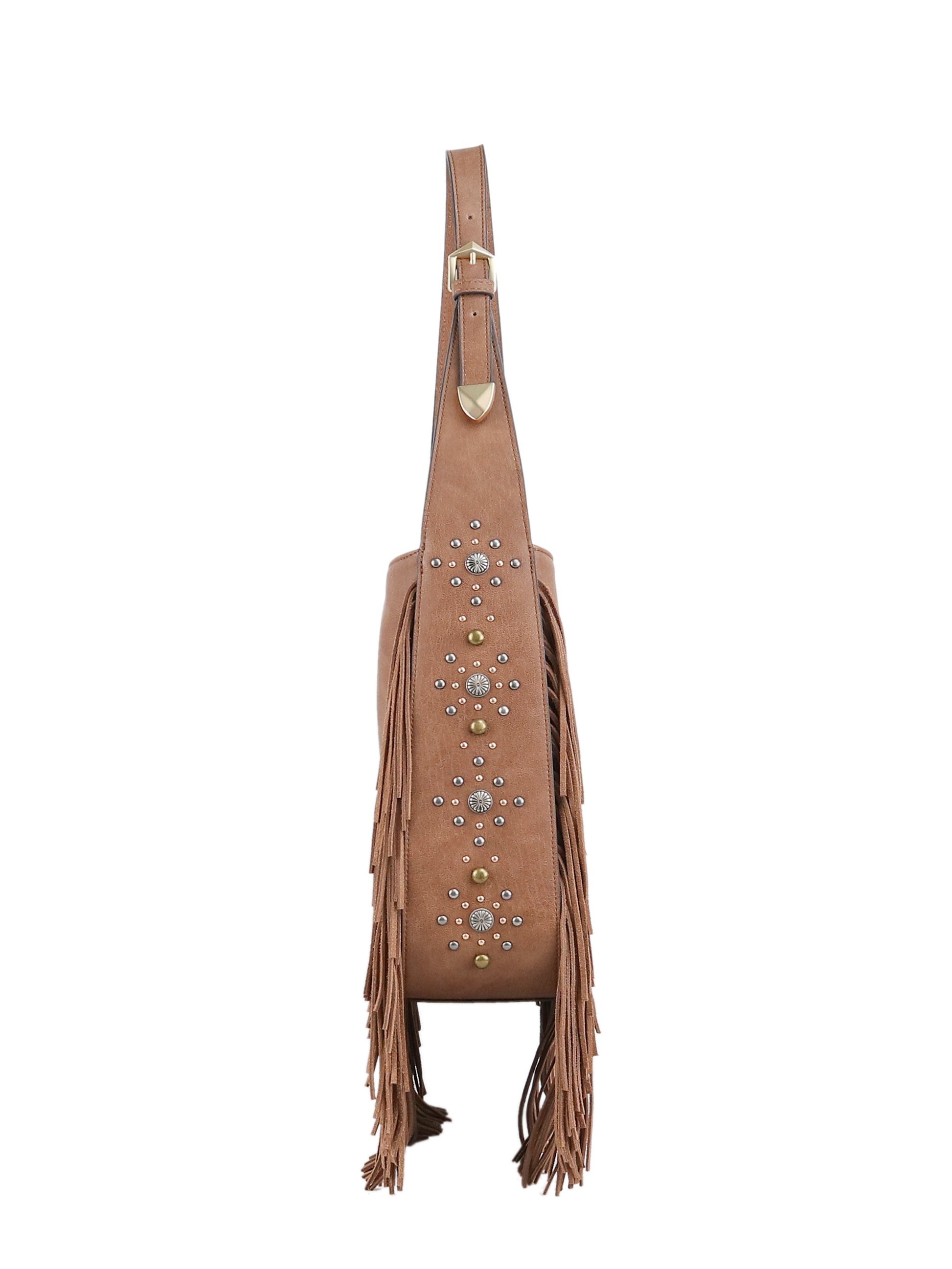 Fringed Calypso Hobo in Almond Brown | Jessica Simpson Accessories