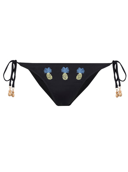 Pina Colada String Bikini Bottom in Black | Jessica Simpson Women
