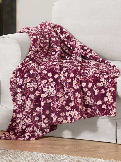 Wildflower Park Plush Throw in Wine Red | Jessica Simpson Home