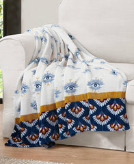 Celeste Plush Throw Plush in White & Navy | Jessica Simpson Home