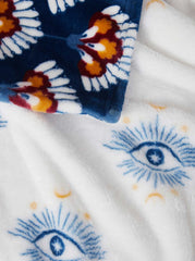 Celeste Plush Throw Plush in White & Navy | Jessica Simpson Home