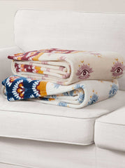 Celeste Plush Throw Plush in White & Navy | Jessica Simpson Home