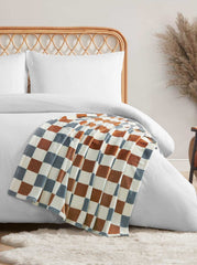 Emery Checkerbaord Plush Throw in Rust & Grey | Jessica Simpson Home