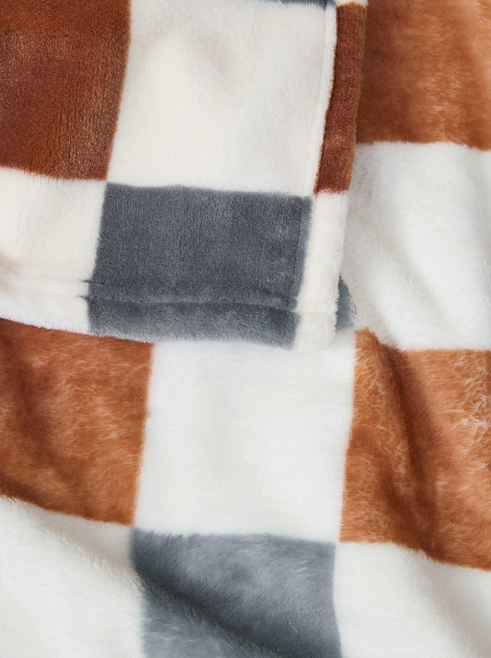 Emery Checkerbaord Plush Throw in Rust & Grey | Jessica Simpson Home