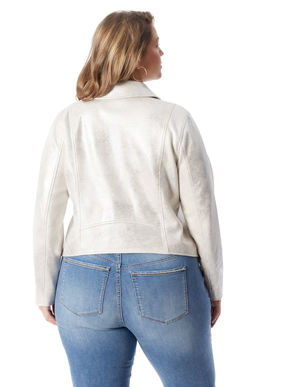 Biker Jacket in Silver Cream | Jessica Simpson Women