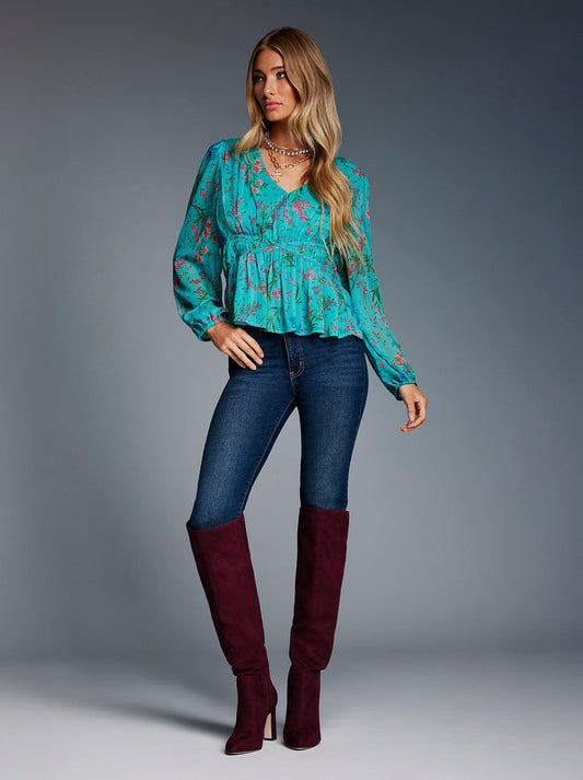 Marjani Top in Baltic-Field Floral | Jessica Simpson Women
