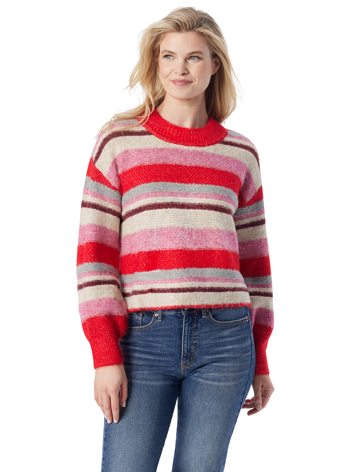 Portia Sweater in Goji Berry Stripe | Jessica Simpson Women