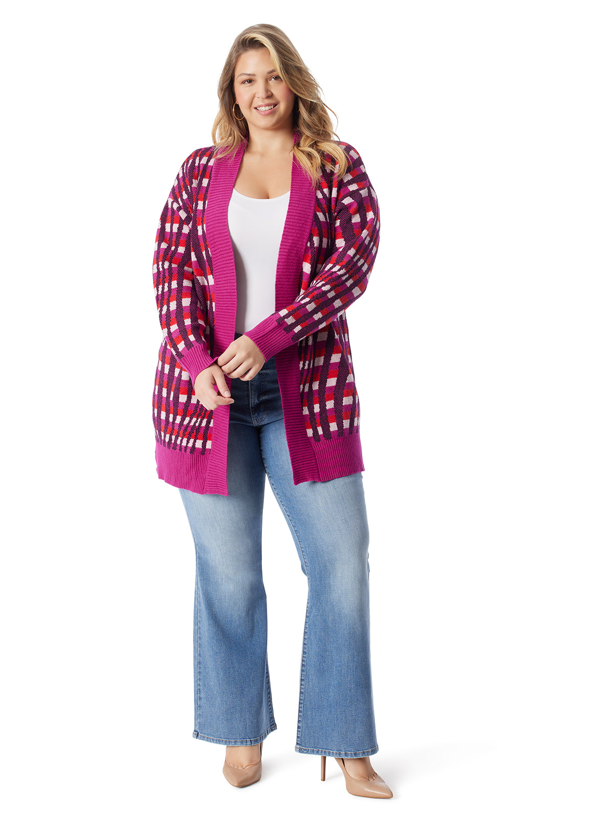 Open Front Cardigan in Festive Swirl | Jessica Simpson Women