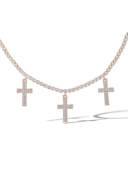 Triple Cross Pave Necklace | Jessica Simpson Accessories