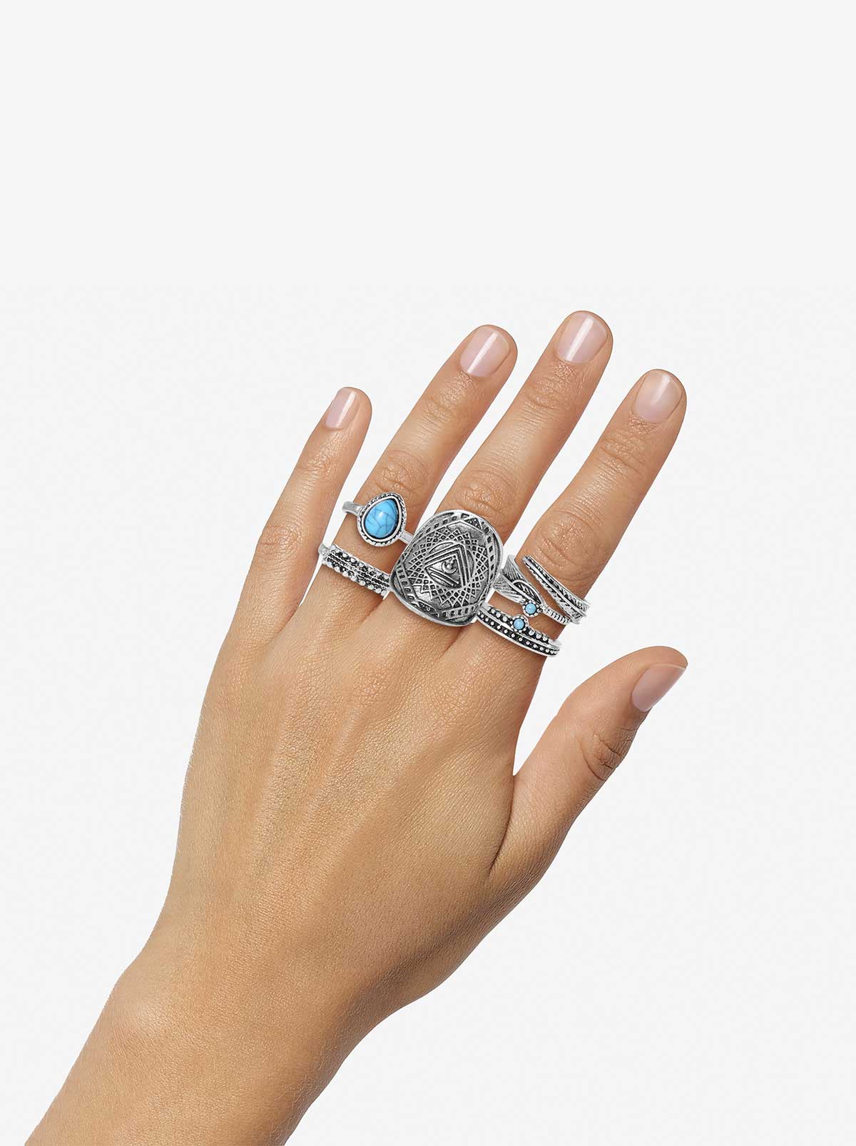 5-Piece Ring Set with Turquoise | Jessica Simpson Accessories