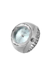 Faceted Bezel Single Crystal Ring Watch in Silver | Jessica Simpson Accessories