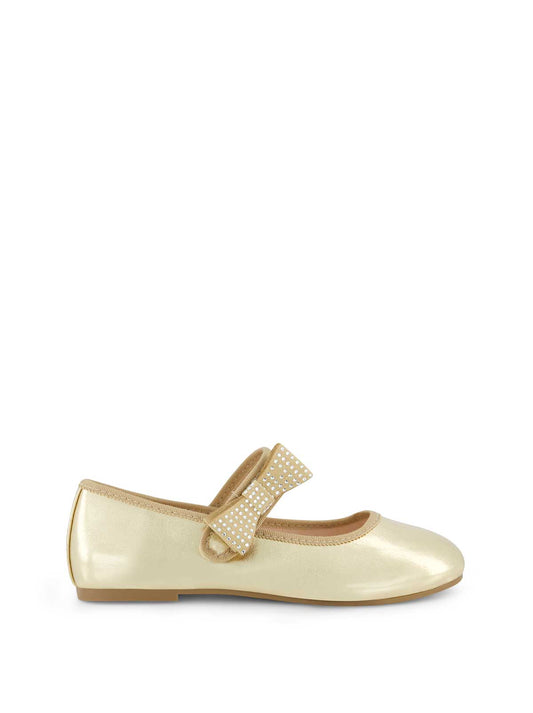 Little Girls' Amy Crystal Bow Ballet Flat in Gold | Jessica Simpson Women