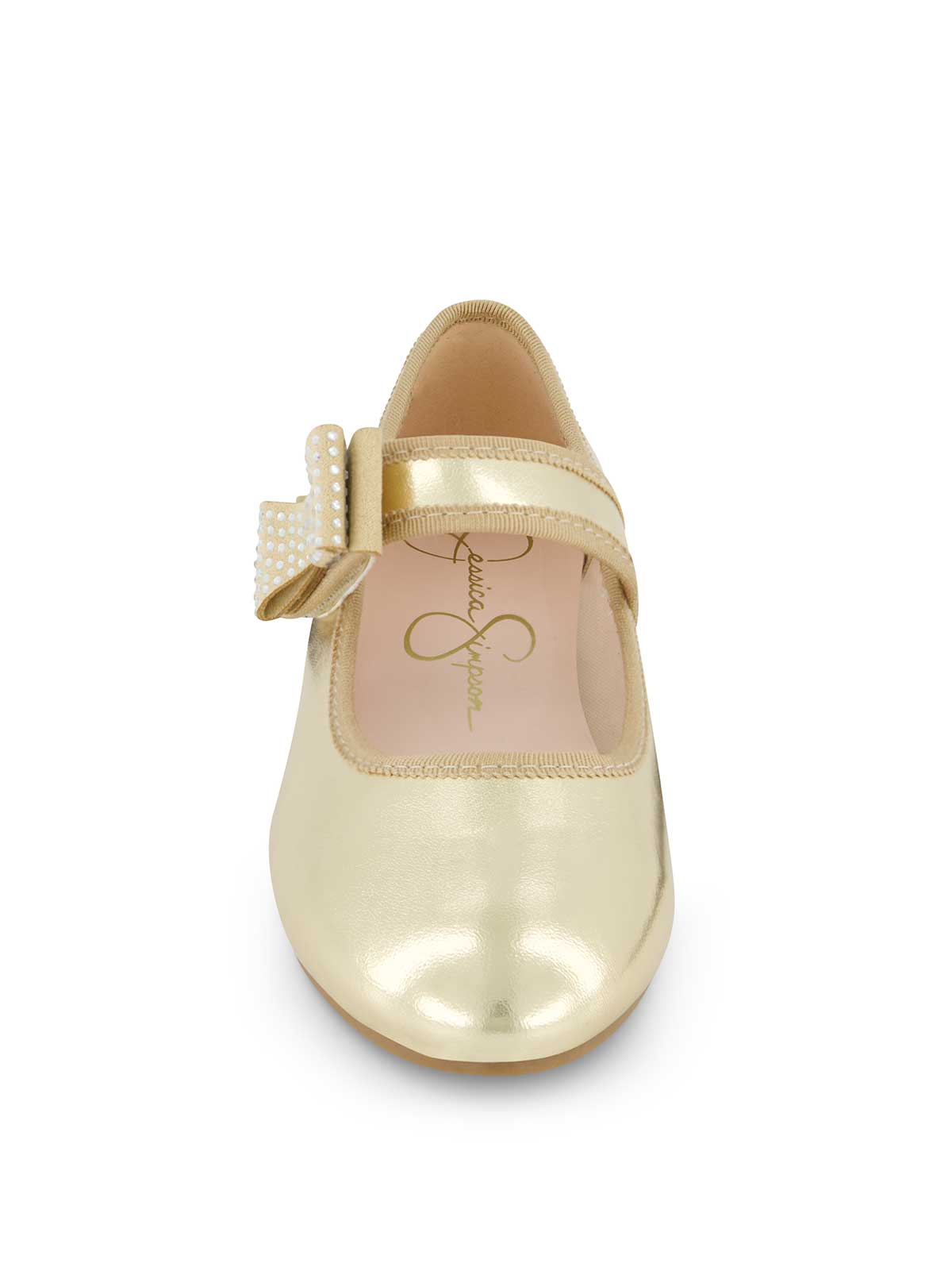 Little Girls' Amy Crystal Bow Ballet Flat in Gold | Jessica Simpson Women