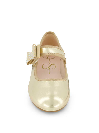 Little Girls' Amy Crystal Bow Ballet Flat in Gold | Jessica Simpson Women