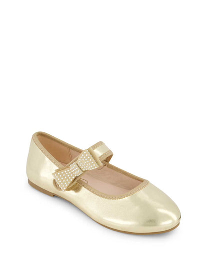 Little Girls' Amy Crystal Bow Ballet Flat in Gold | Jessica Simpson Women