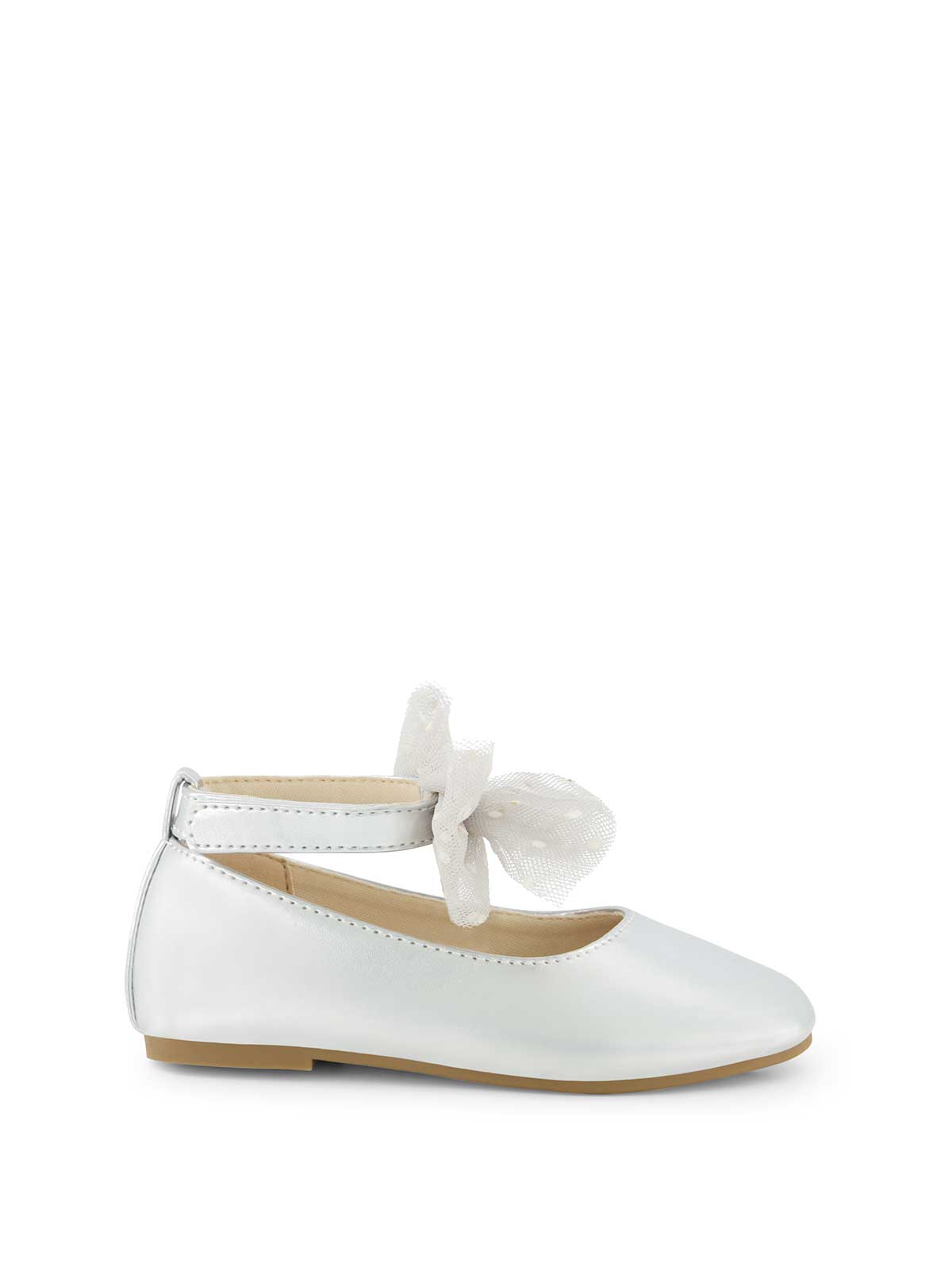 Toddler Amy Tulle Bow Ballet Flat in Silver | Jessica Simpson Women