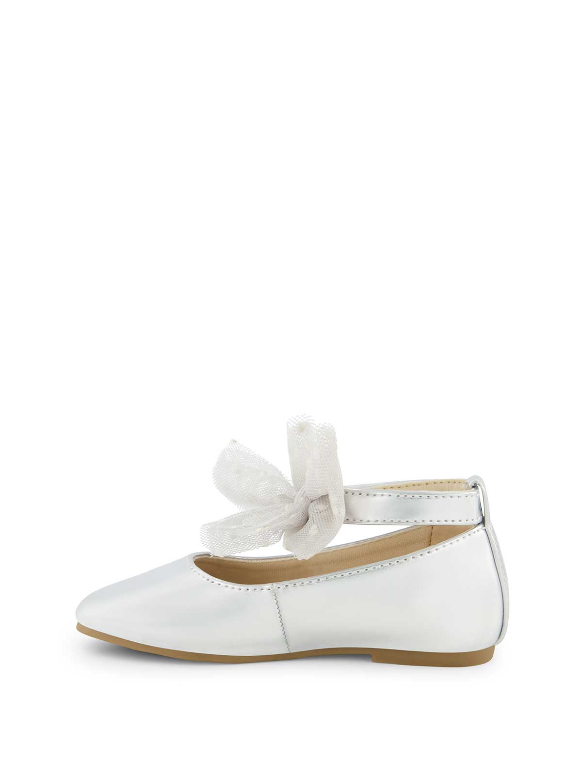 Toddler Amy Tulle Bow Ballet Flat in Silver | Jessica Simpson Women