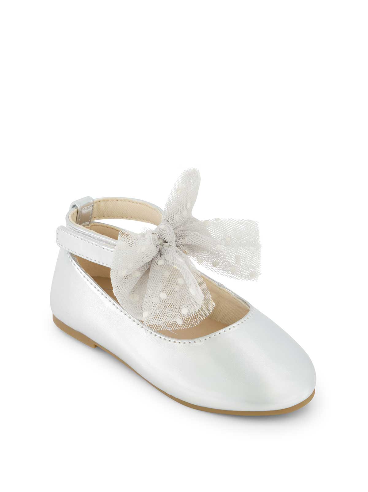 Toddler Amy Tulle Bow Ballet Flat in Silver | Jessica Simpson Women