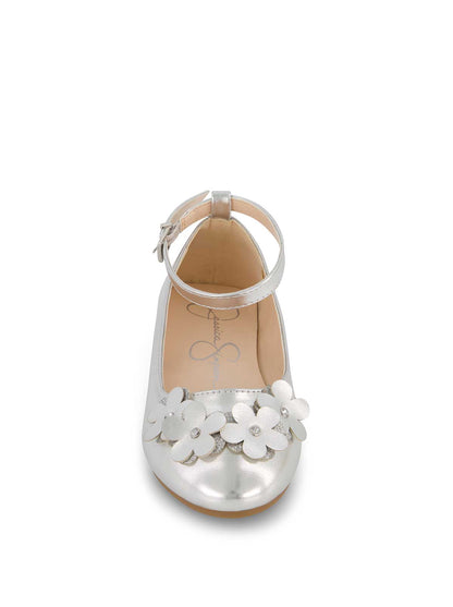 Little Girls' Amy Petal Ballet Flat in Silver | Jessica Simpson Women