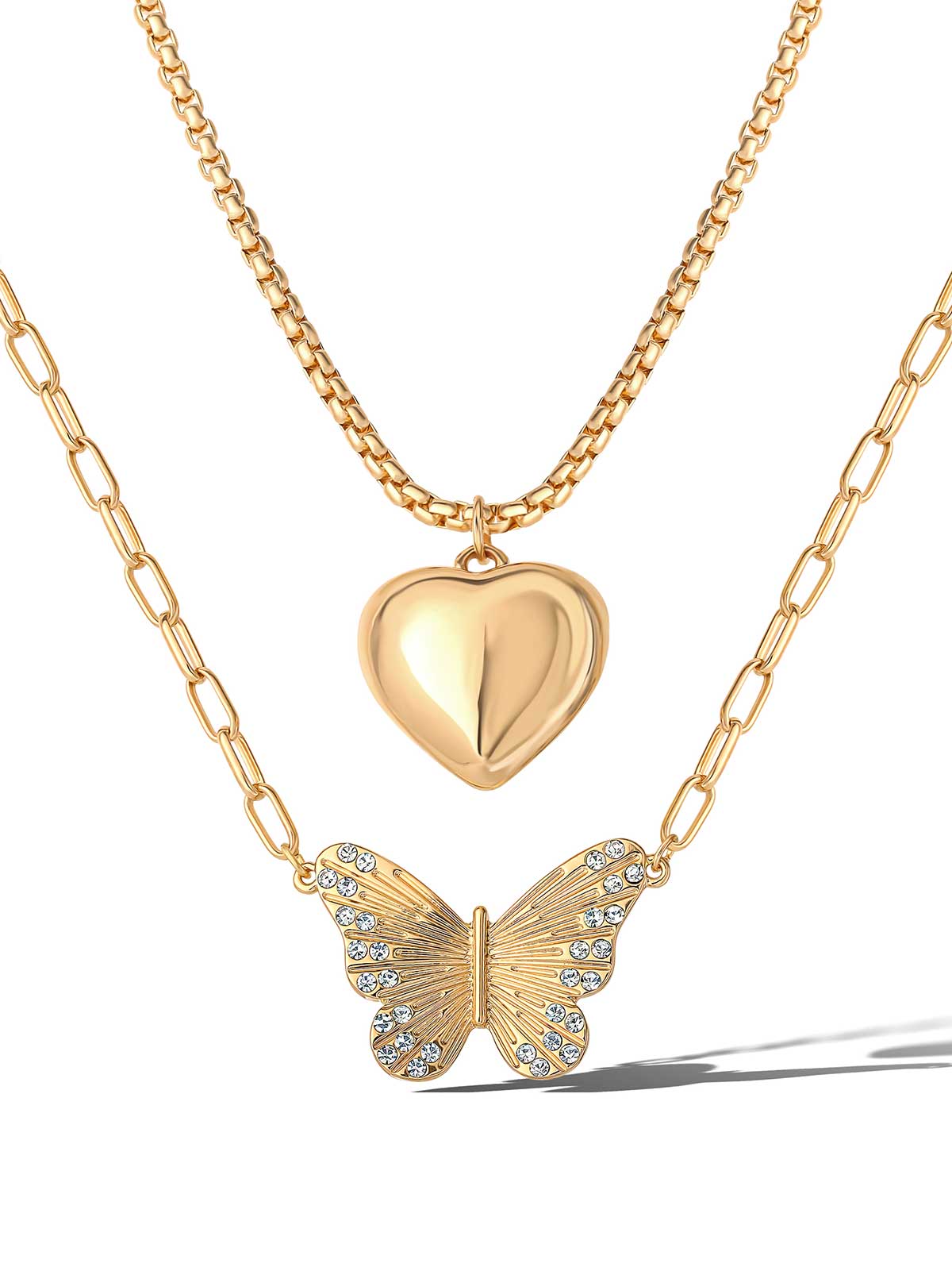 Butterfly Heart Layered Necklace | Jessica Simpson Accessories