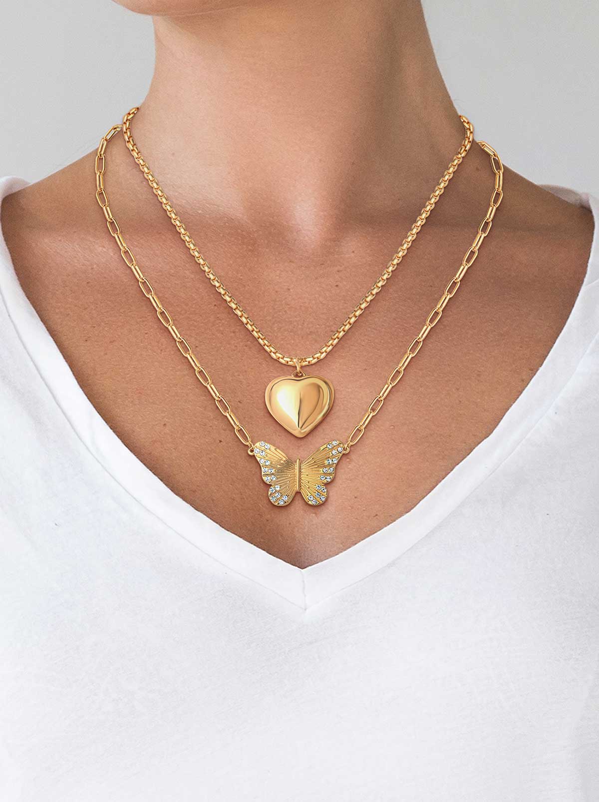 Butterfly Heart Layered Necklace | Jessica Simpson Accessories