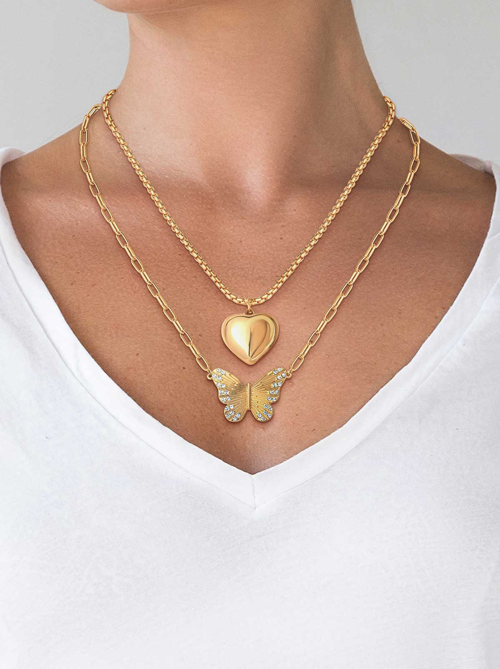 Butterfly Heart Layered Necklace | Jessica Simpson Accessories