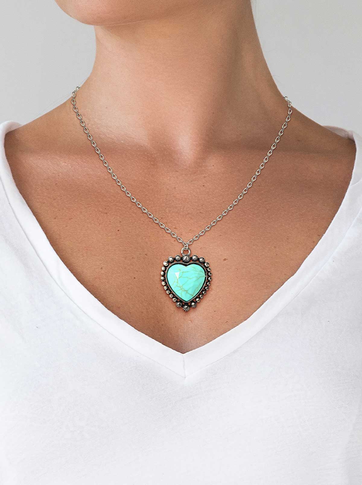 Turquoise Heart Necklace | Jessica Simpson Accessories