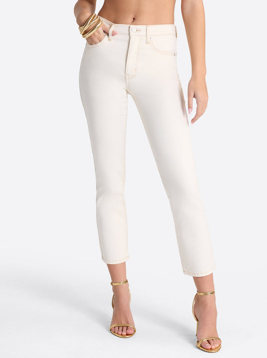 Harmony Straight High Rise Jeans in Ecru | Jessica Simpson Women