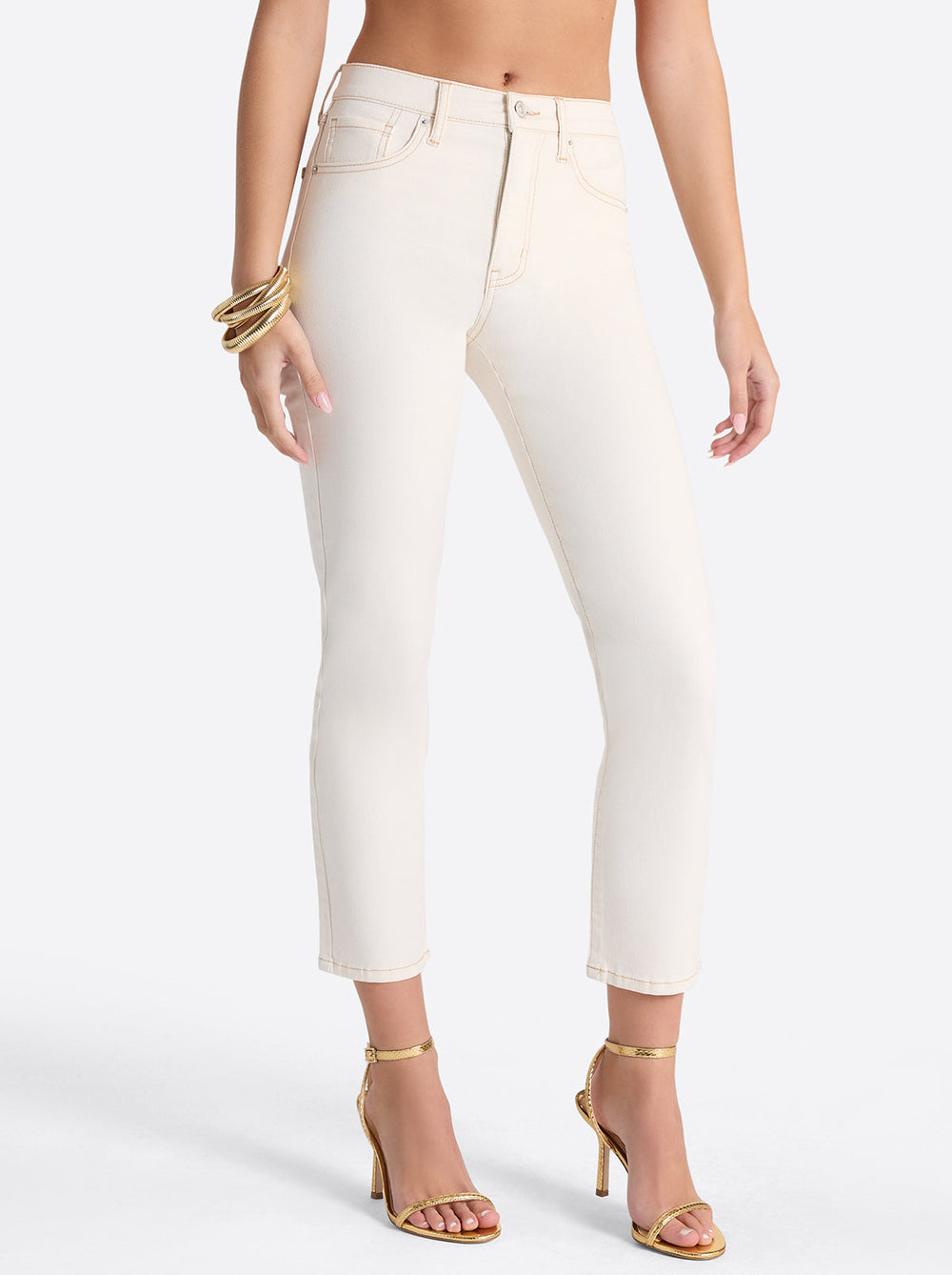 Harmony Straight High Rise Jeans in Ecru | Jessica Simpson Women