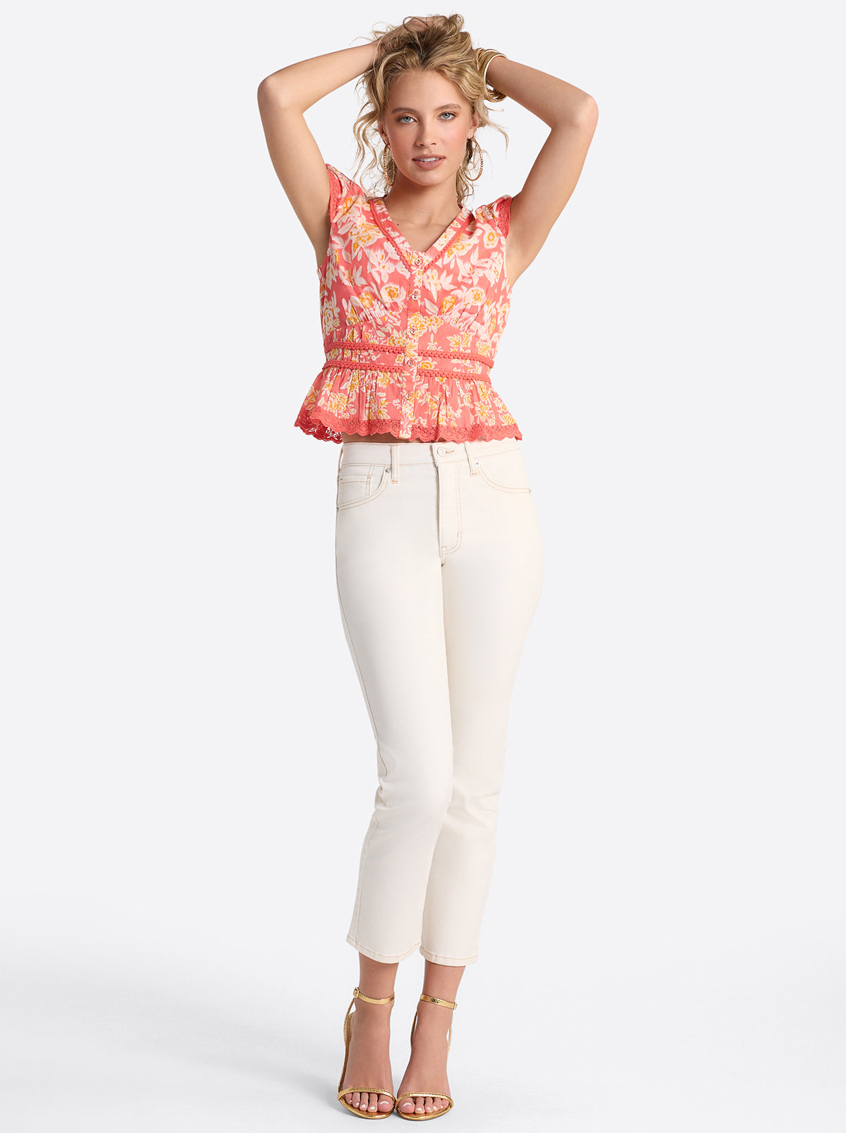 Harmony Straight High Rise Jeans in Ecru | Jessica Simpson Women