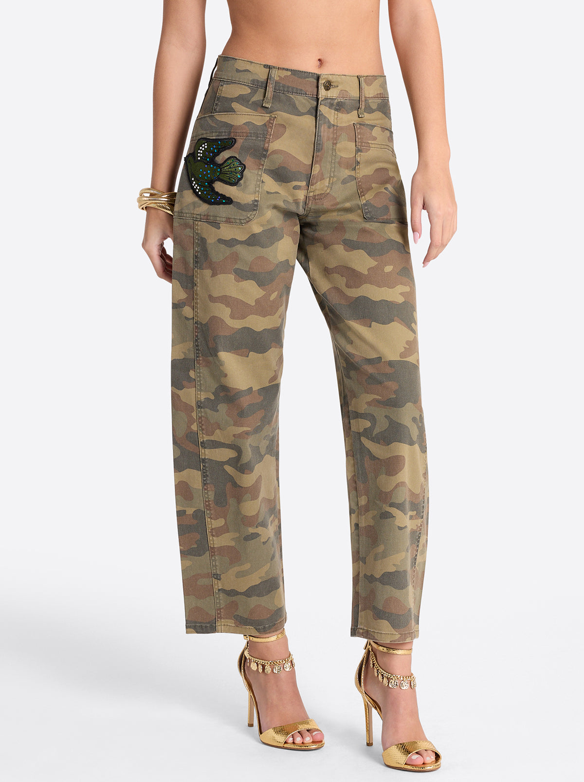 Relaxed Barrel Jeans in Camo | Jessica Simpson Women