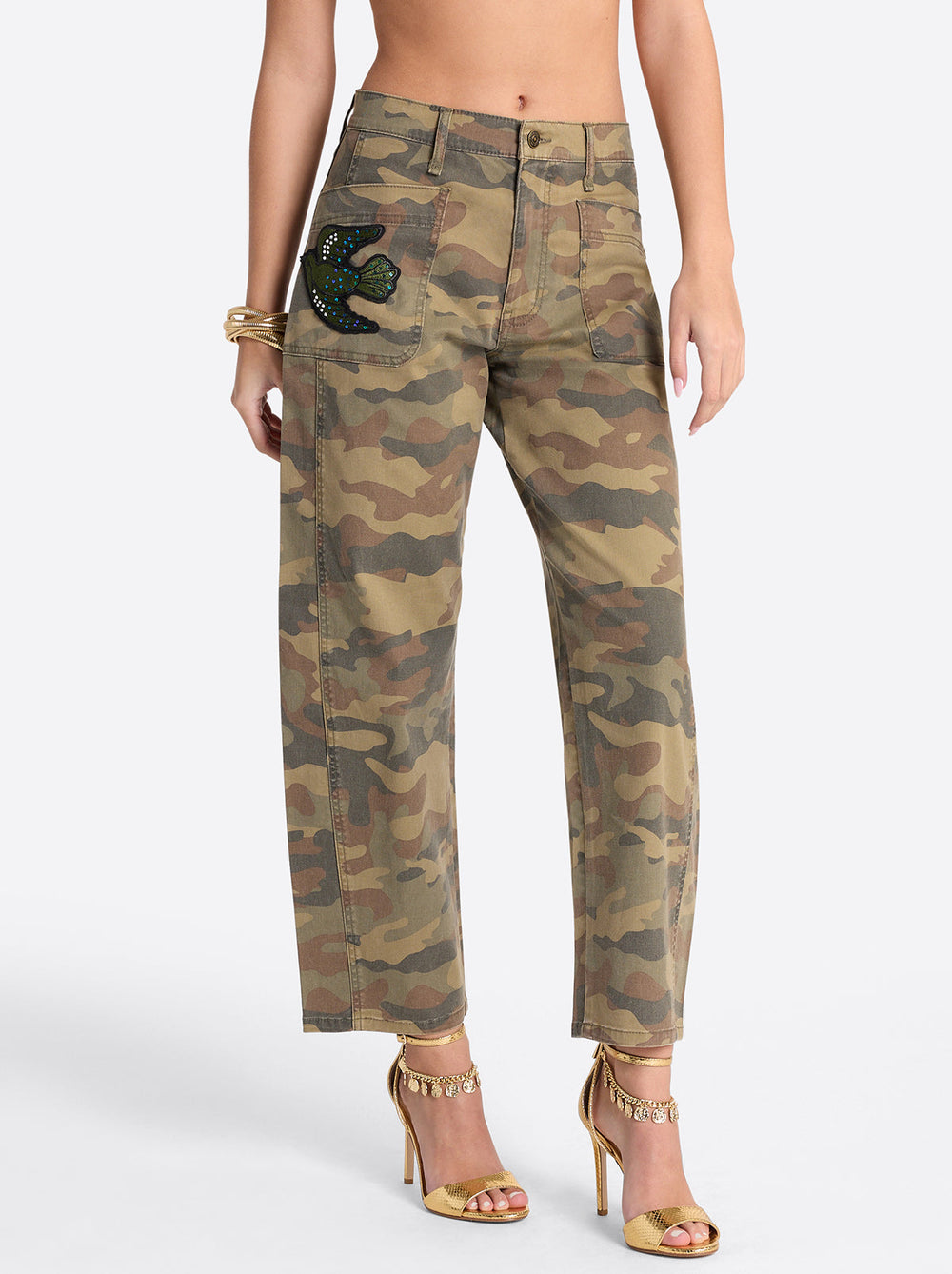Relaxed Barrel Jeans in Camo | Jessica Simpson Women
