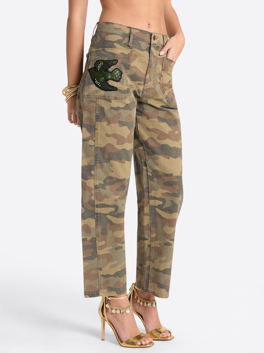 Relaxed Barrel Jeans in Camo | Jessica Simpson Women