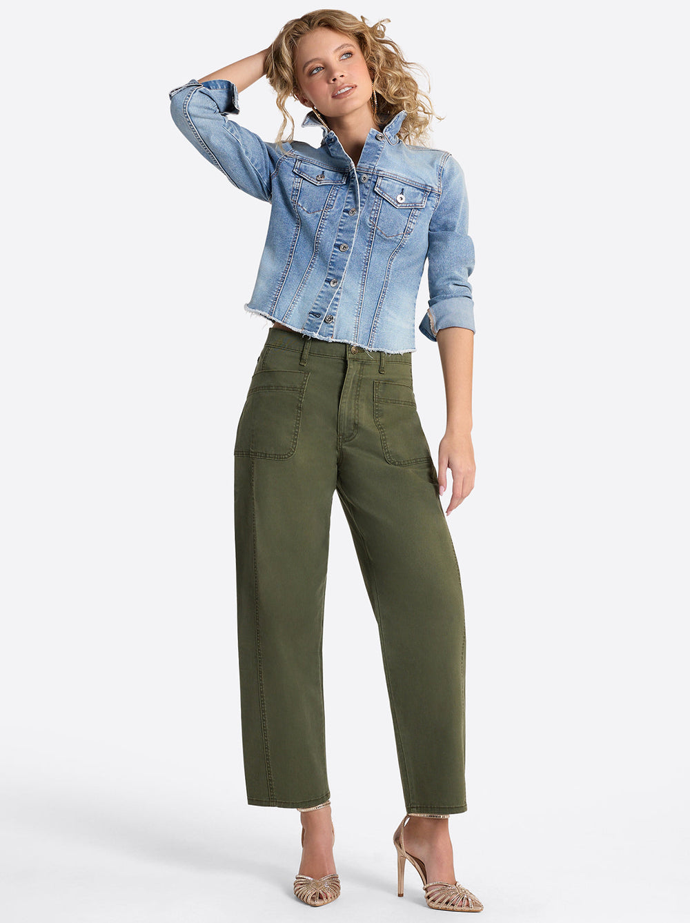 Relaxed Barrel Jeans in Forest Night | Jessica Simpson Women