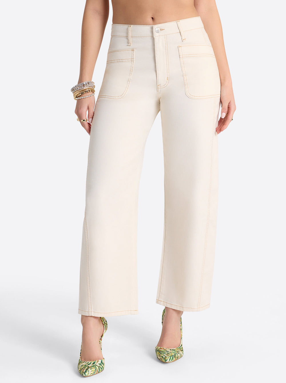 Relaxed Barrel Jeans in Ecru | Jessica Simpson Women