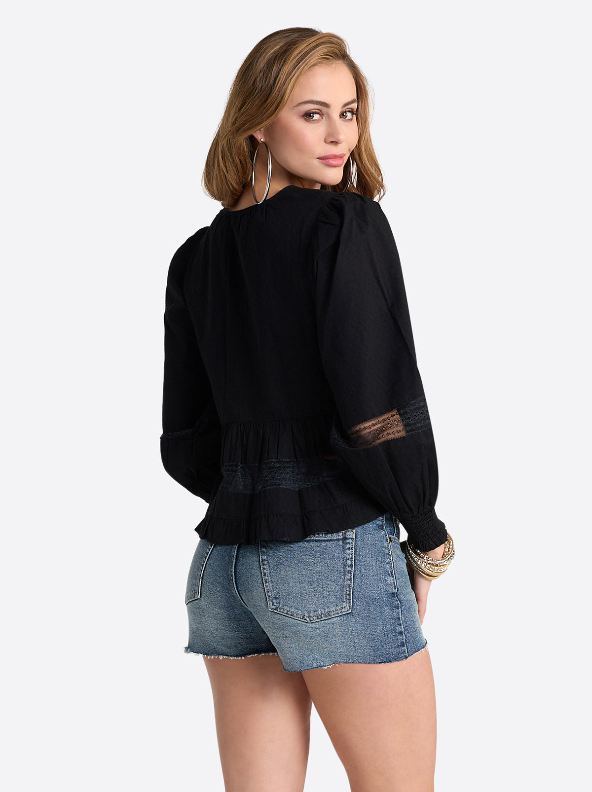 Elsie Babydoll Blouse in Black | Jessica Simpson Women