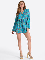 Aurelia Romper in Tile Blue Acrylic Ditsy | Jessica Simpson Women
