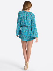 Aurelia Romper in Tile Blue Acrylic Ditsy | Jessica Simpson Women