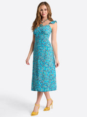 Sahira Dress in Tile Blue Acrylic Ditsy | Jessica Simpson Women