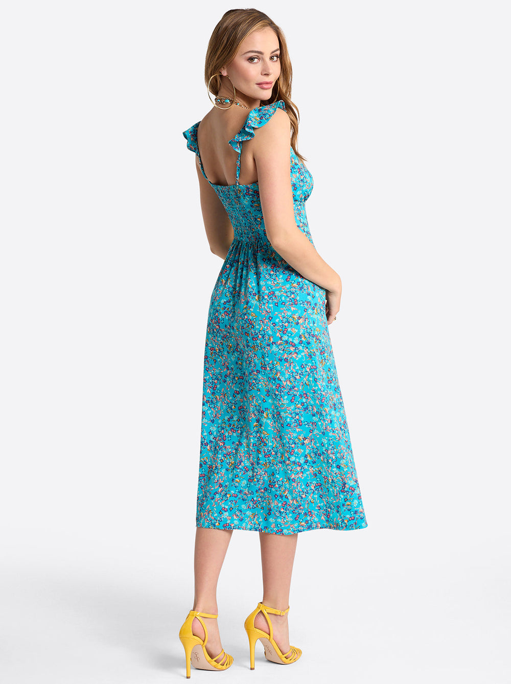 Sahira Dress in Tile Blue Acrylic Ditsy | Jessica Simpson Women