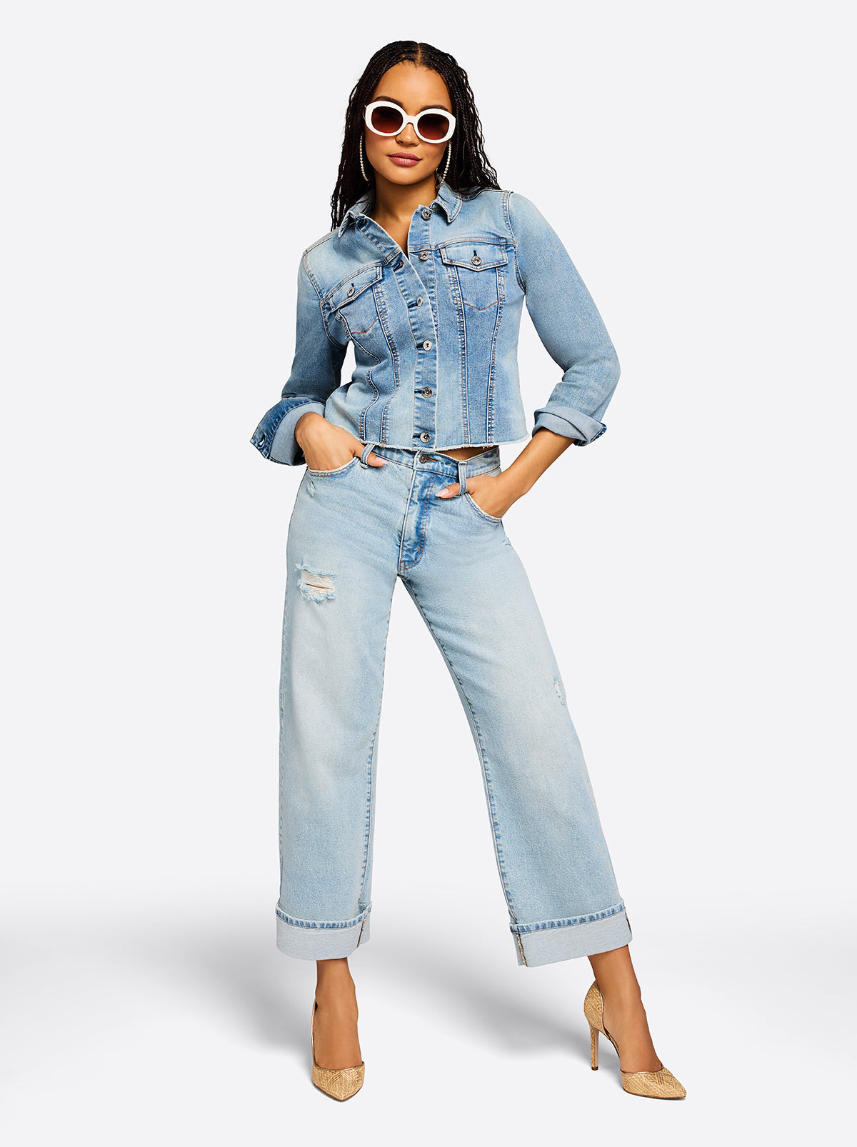 Valentine Wide Leg Boyfriend Jeans in Dearest | Jessica Simpson Women