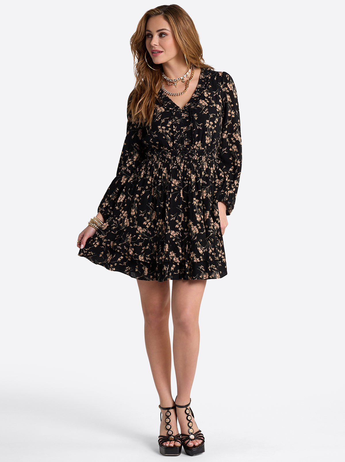 Yara Dress in Obsidian Wispy Ditsies | Jessica Simpson Women