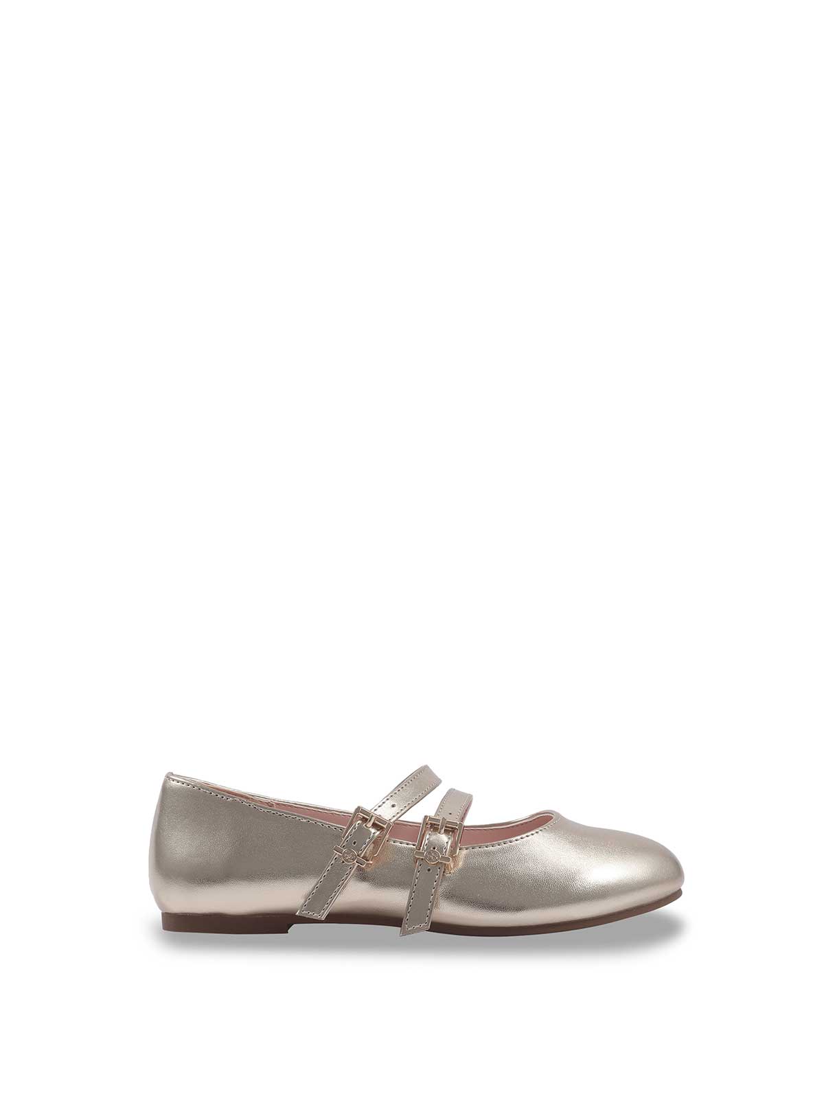 Little Girls' Amy Double Strap Ballet Flat in Soft Gold | Jessica Simpson Women