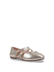 Little Girls' Amy Double Strap Ballet Flat in Soft Gold | Jessica Simpson Women