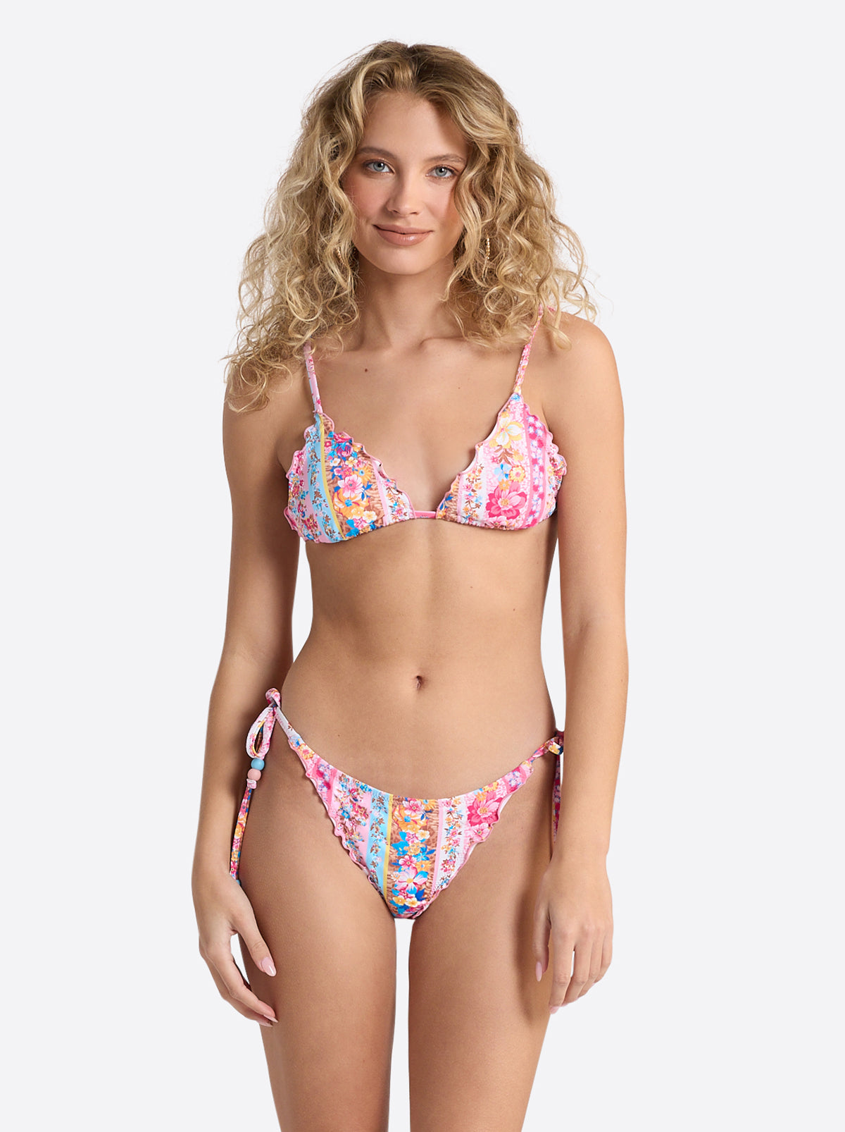 Lettuce Edge String Triangle Top in Flower Paradise | Jessica Simpson Women